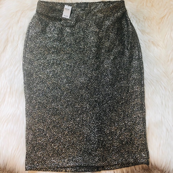 Shiny gold glittery pencil skirt - Picture 4 of 8